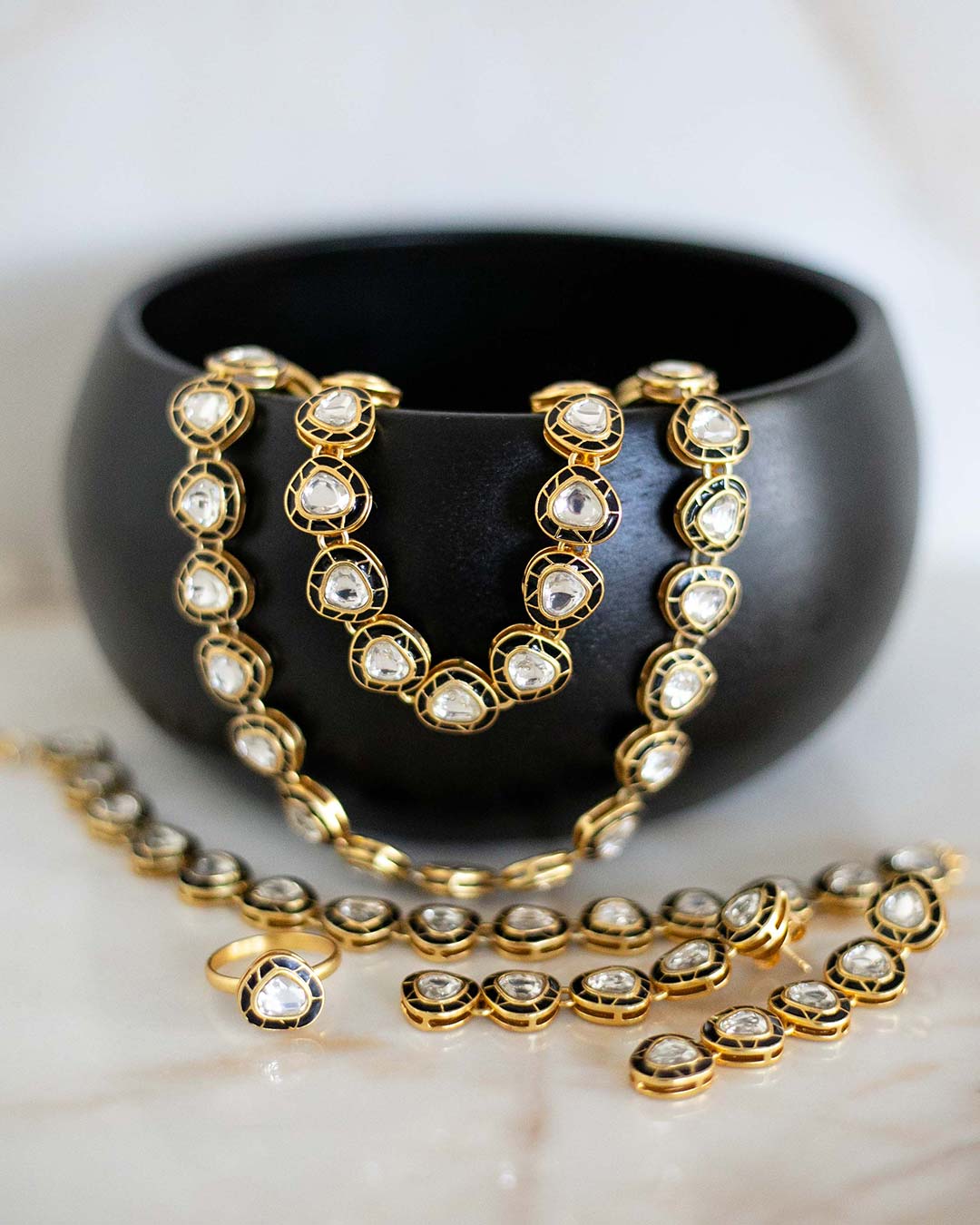 Royal Flip Kundan Necklace - Black