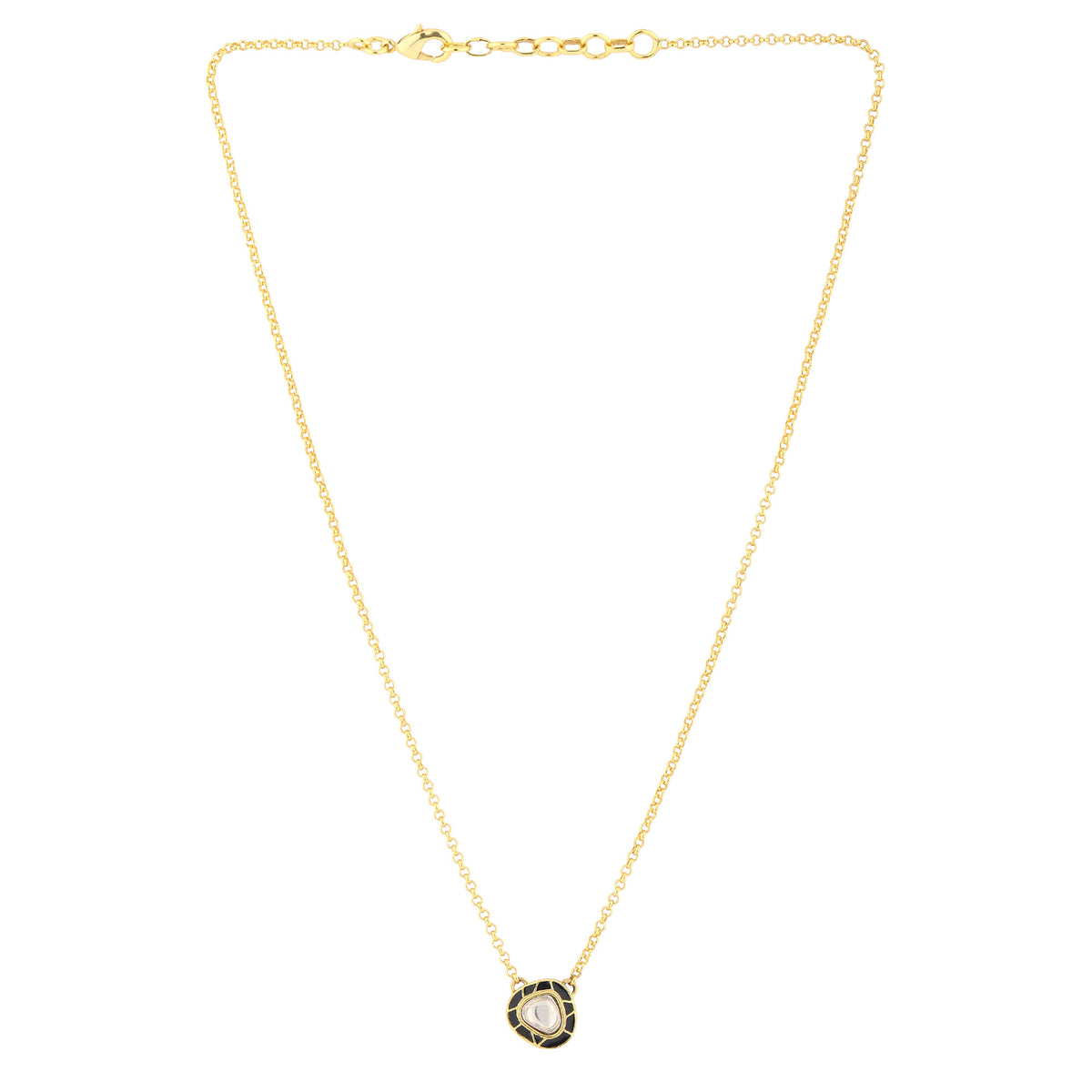 Moonlit Kundan Pendant Necklace - Black