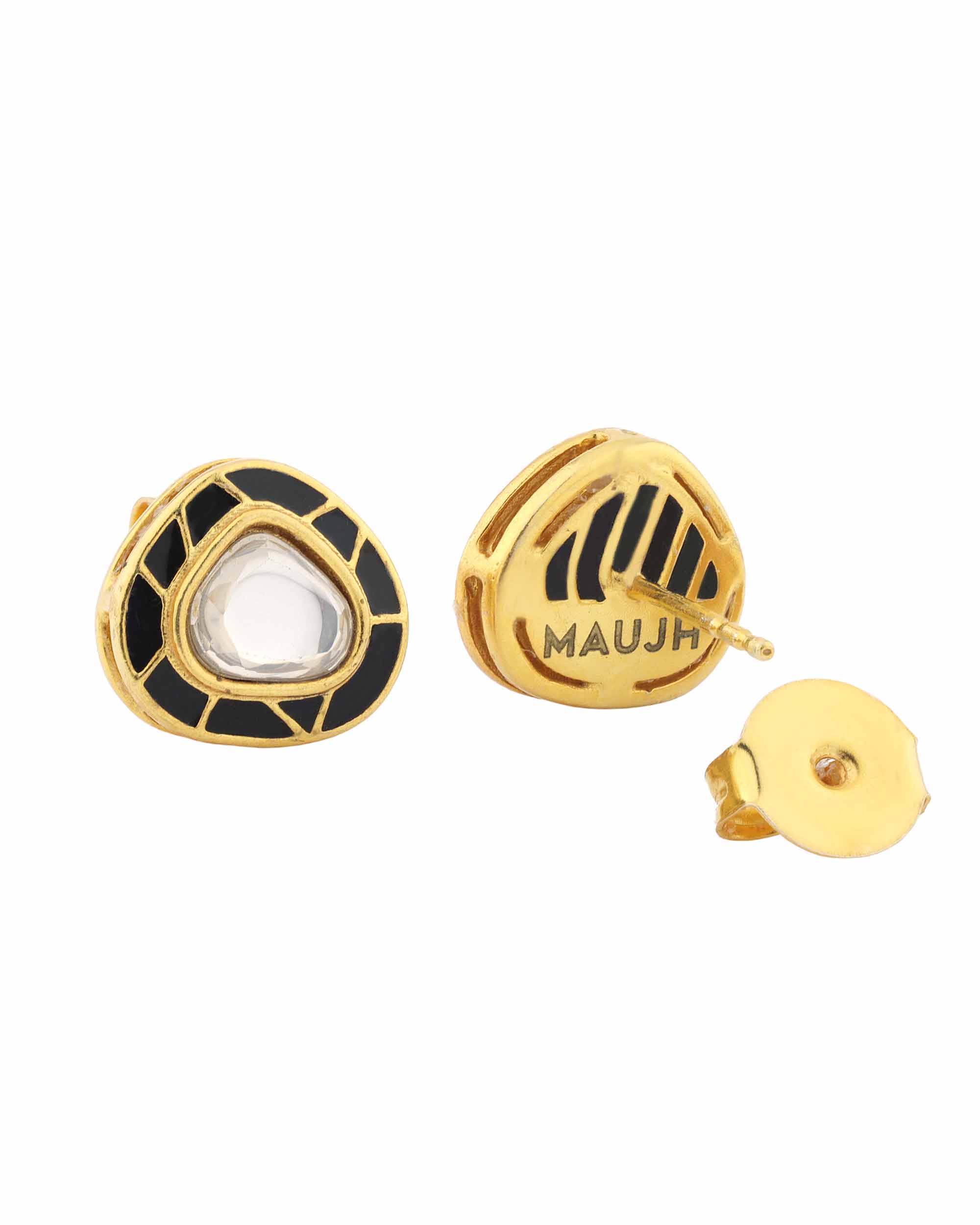 Moonlit Kundan Studs - Black