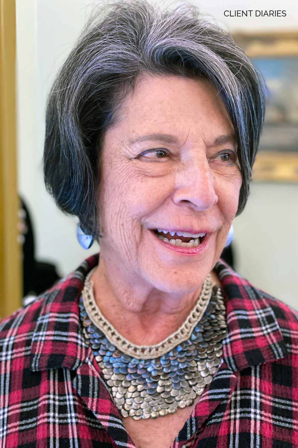 Nefertiti Medium - Navy & Silver Bubbles