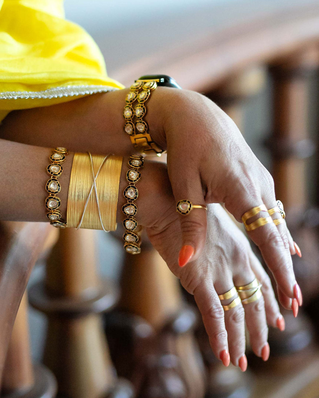 Midnight Glow Kundan Ring