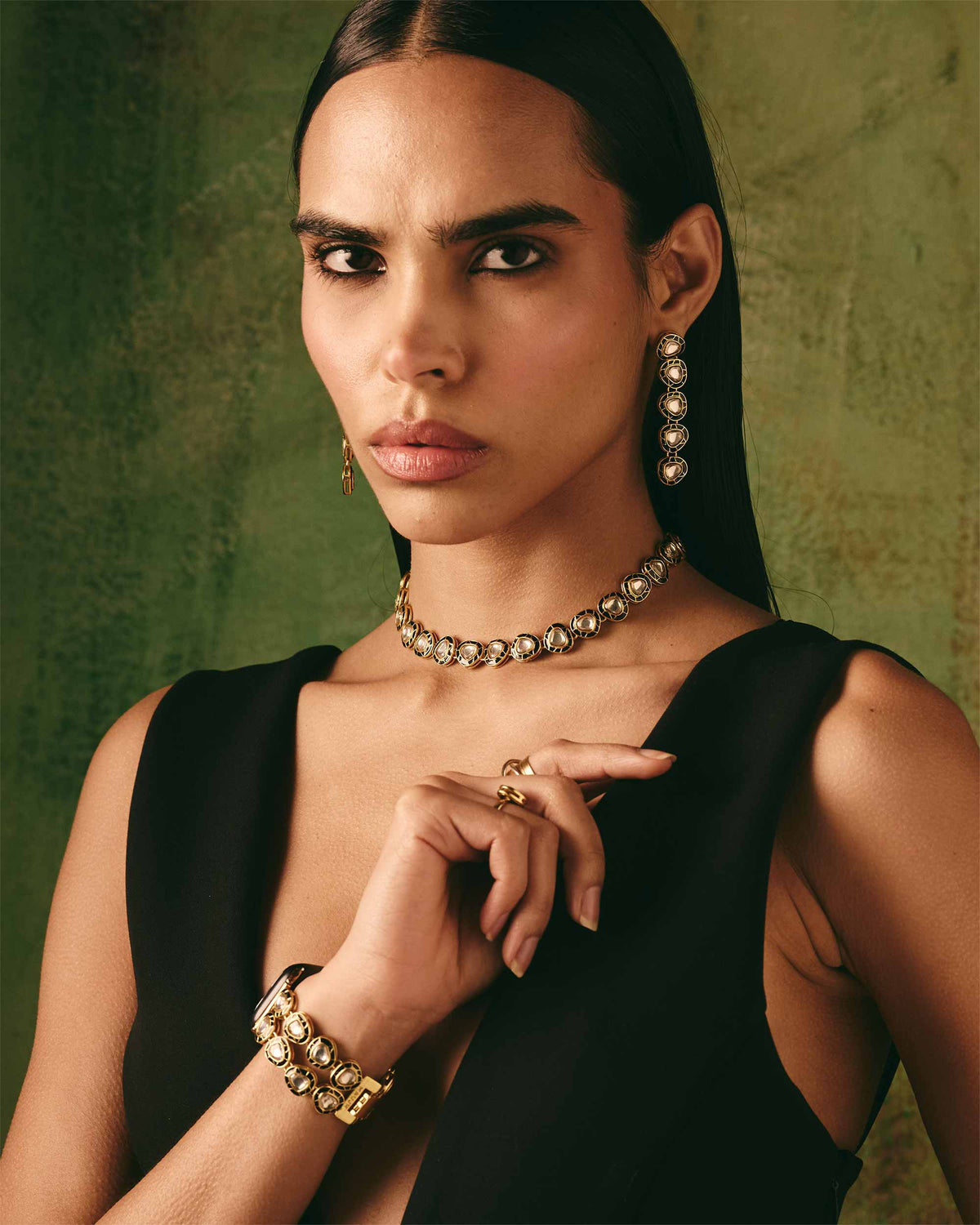 Royal Flip Kundan Necklace - Black