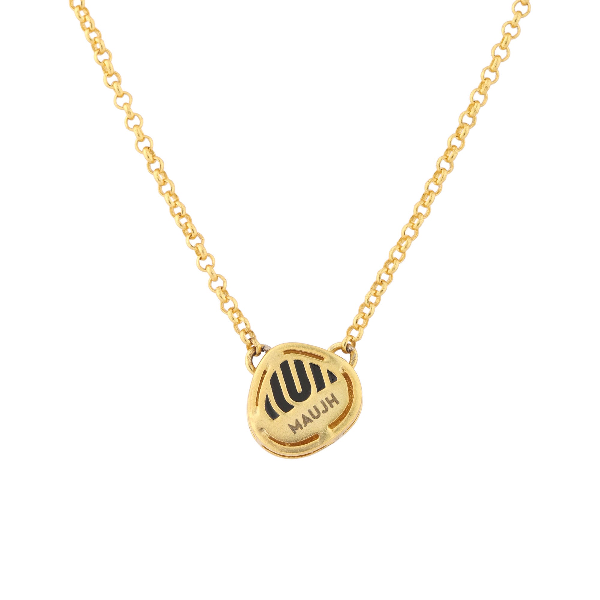 Moonlit Kundan Pendant Necklace - Black