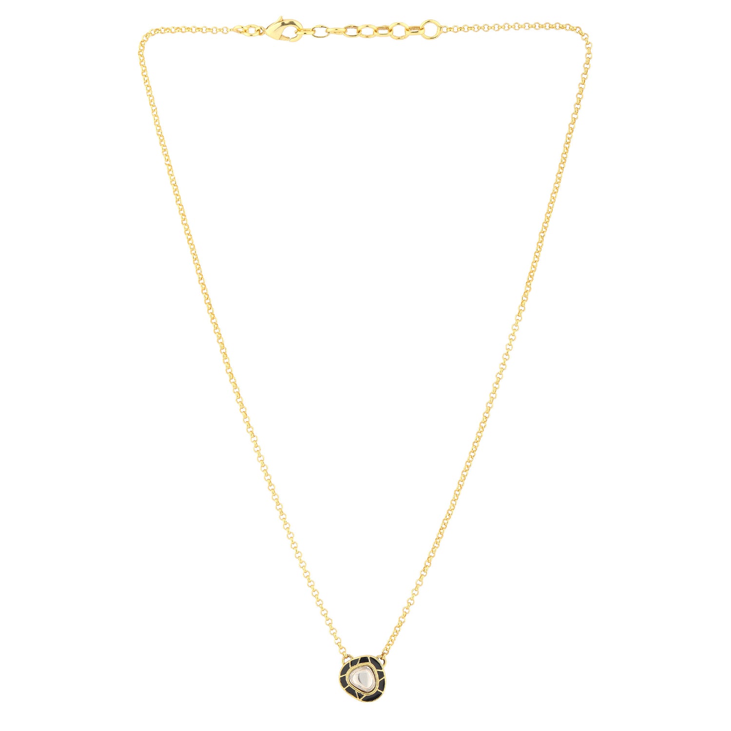 Moonlit Kundan Pendant Necklace - Black