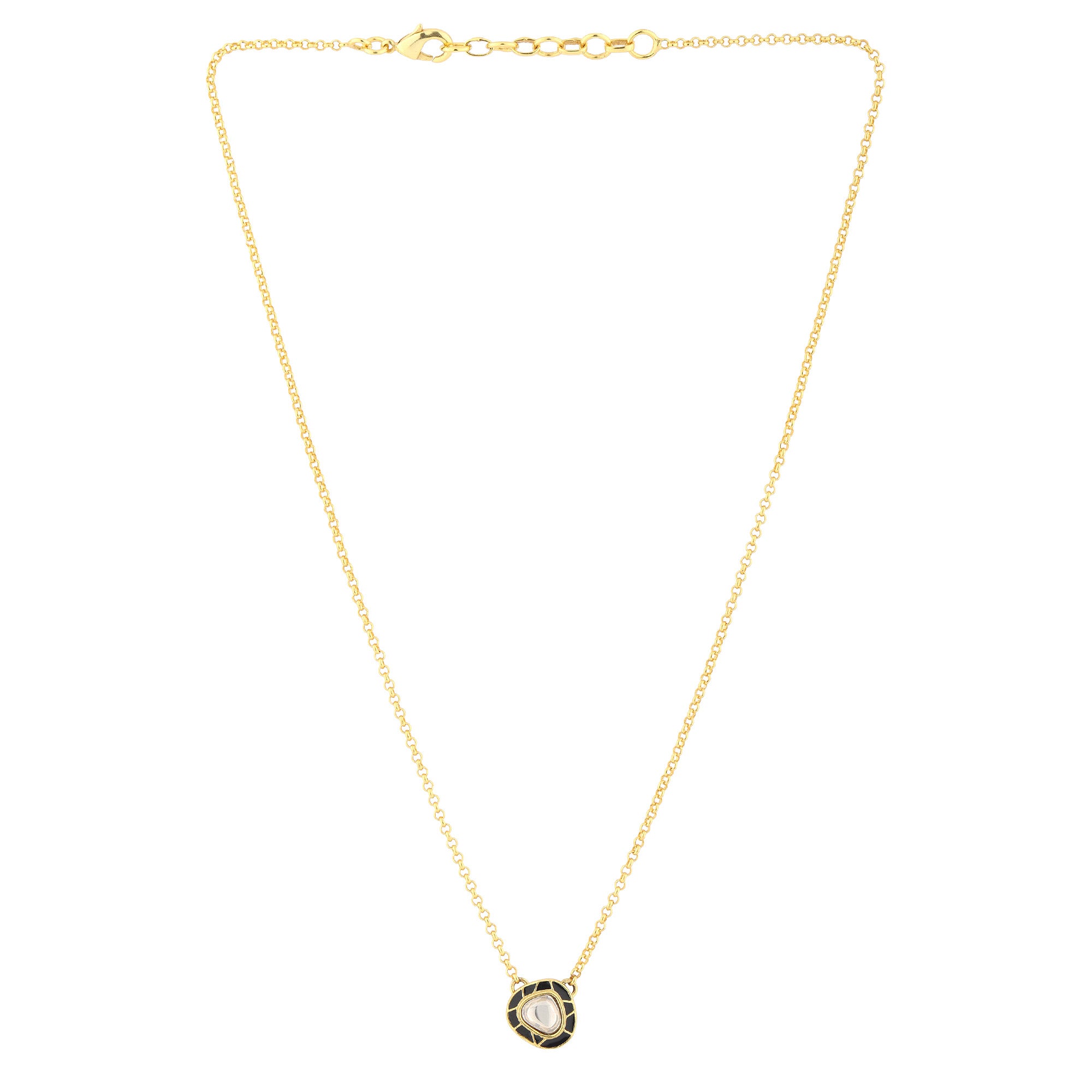 Moonlit Kundan Pendant Necklace - Black
