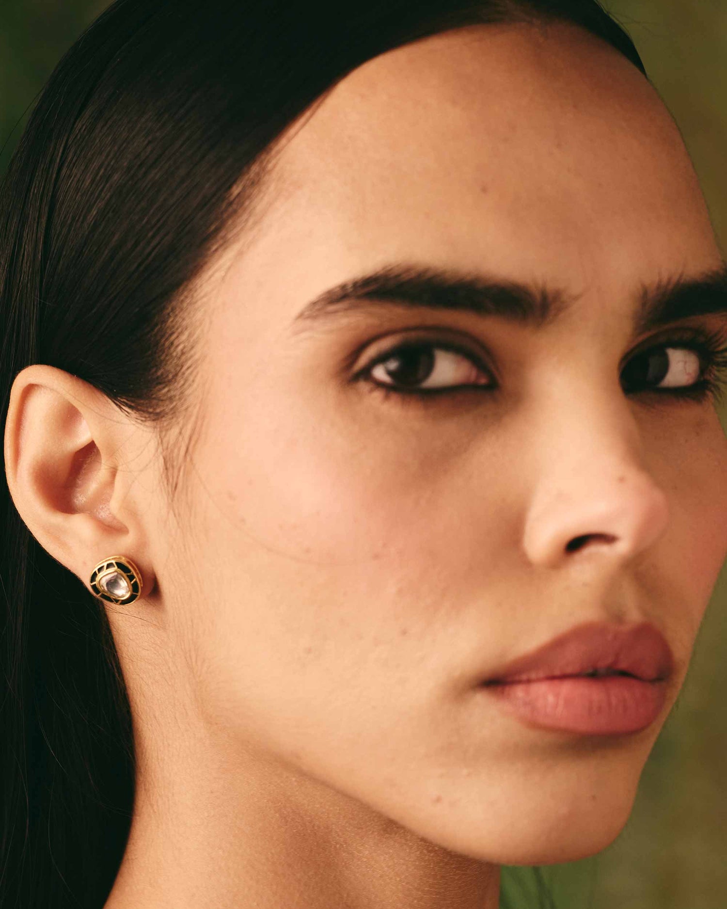 Moonlit Kundan Studs - Black