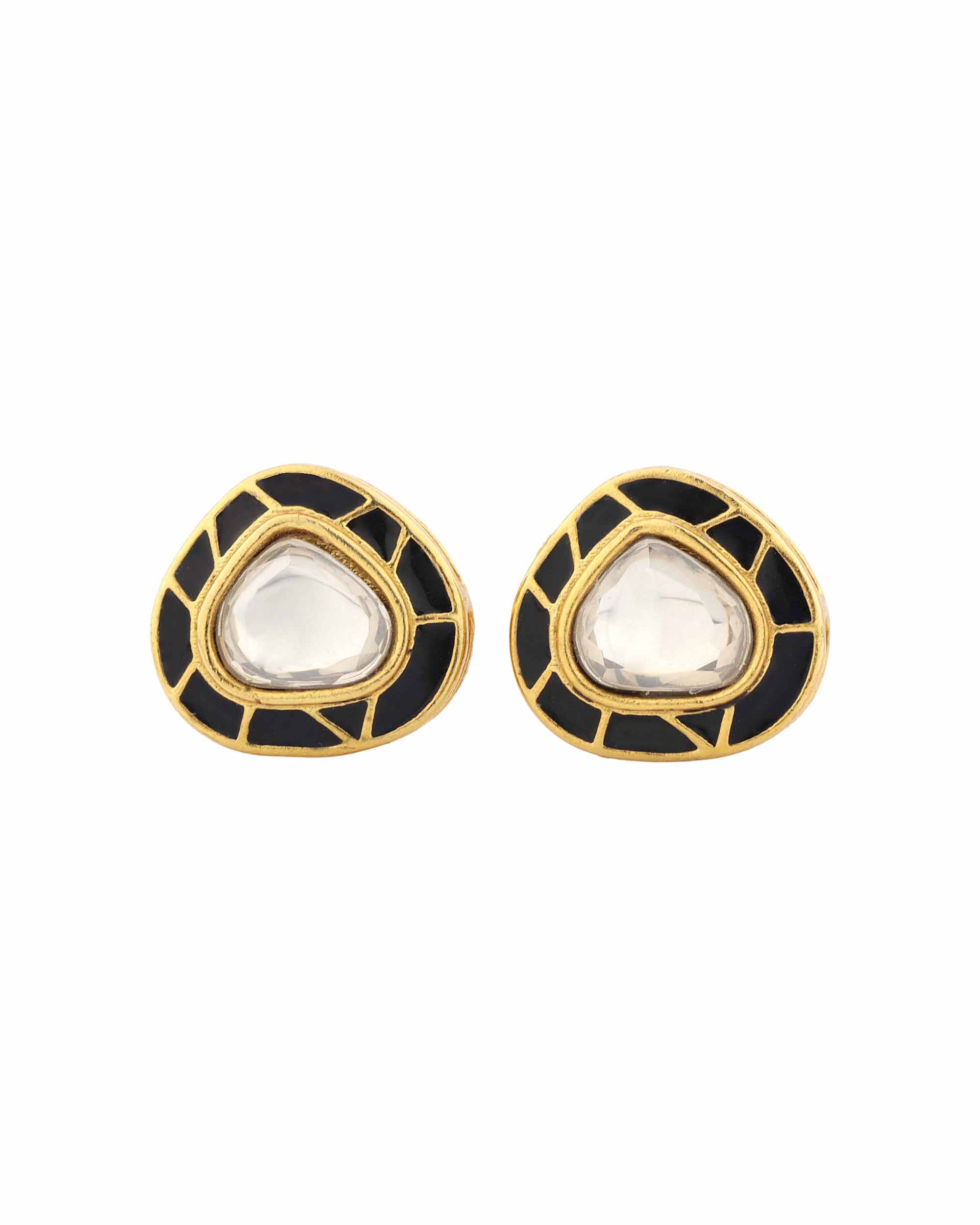 Moonlit Kundan Studs - Black