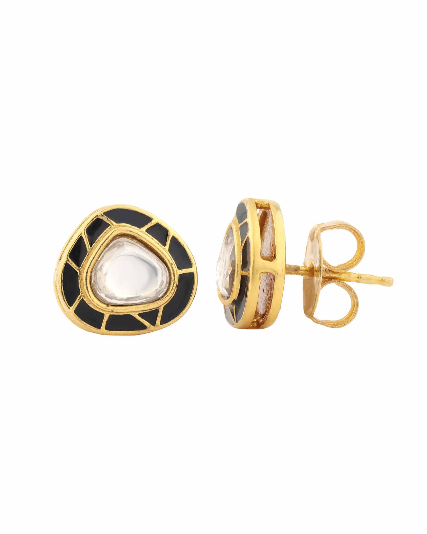 Moonlit Kundan Studs - Black