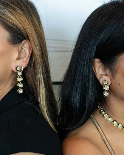 Regal 3-Drop Kundan Earrings