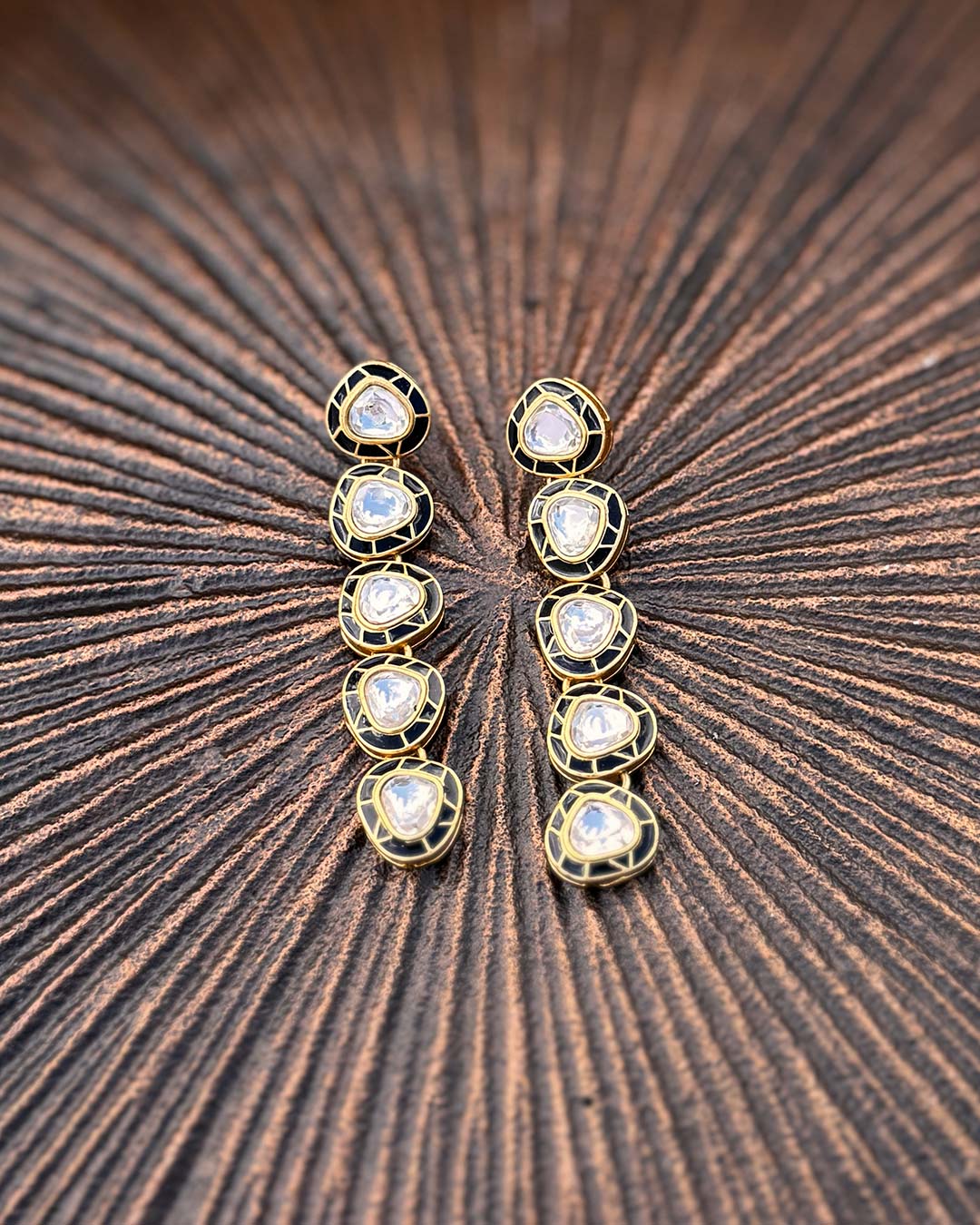Grand Regal 5-Drop Kundan Earrings