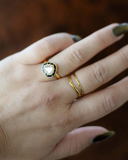 Midnight Glow Kundan Ring