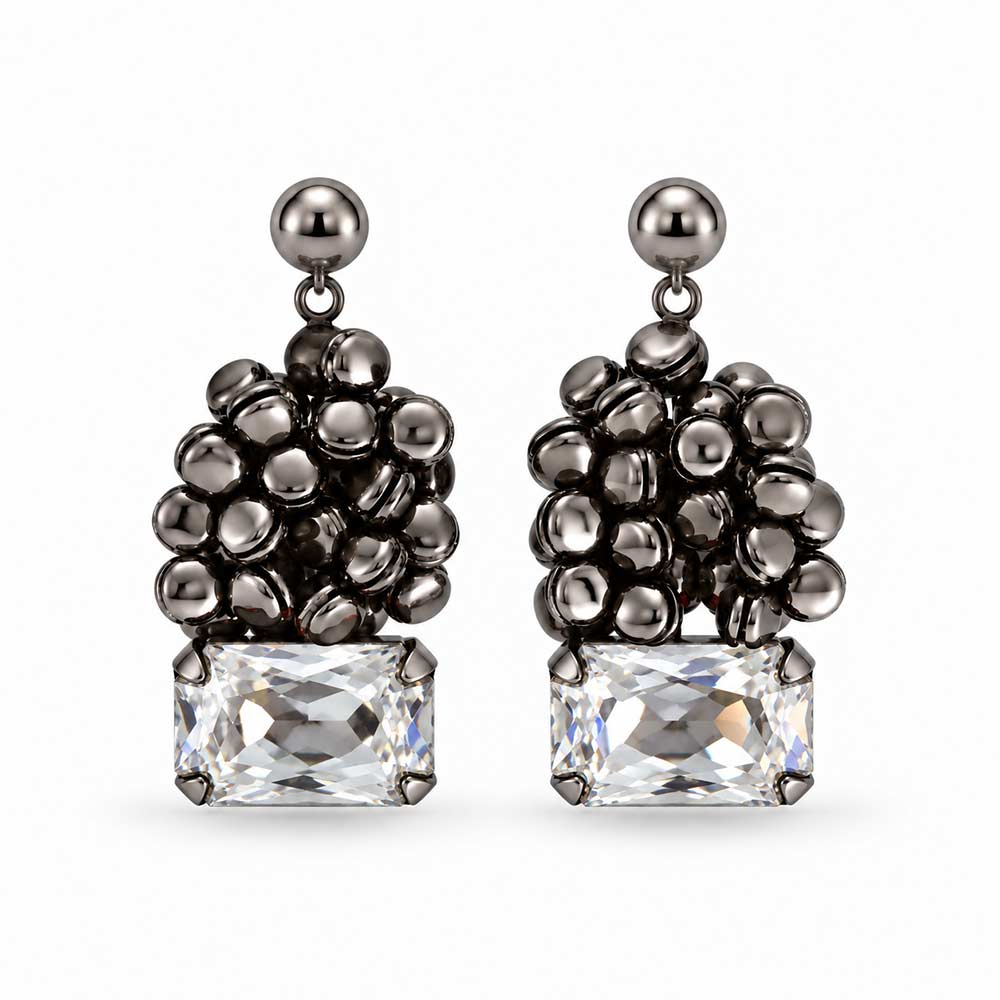 Graphite Ghungroo Drop Earrings