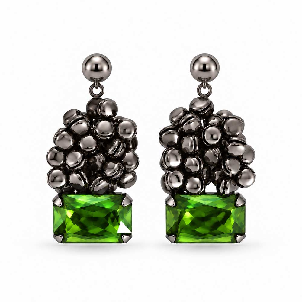 Graphite Ghungroo Drop Earrings