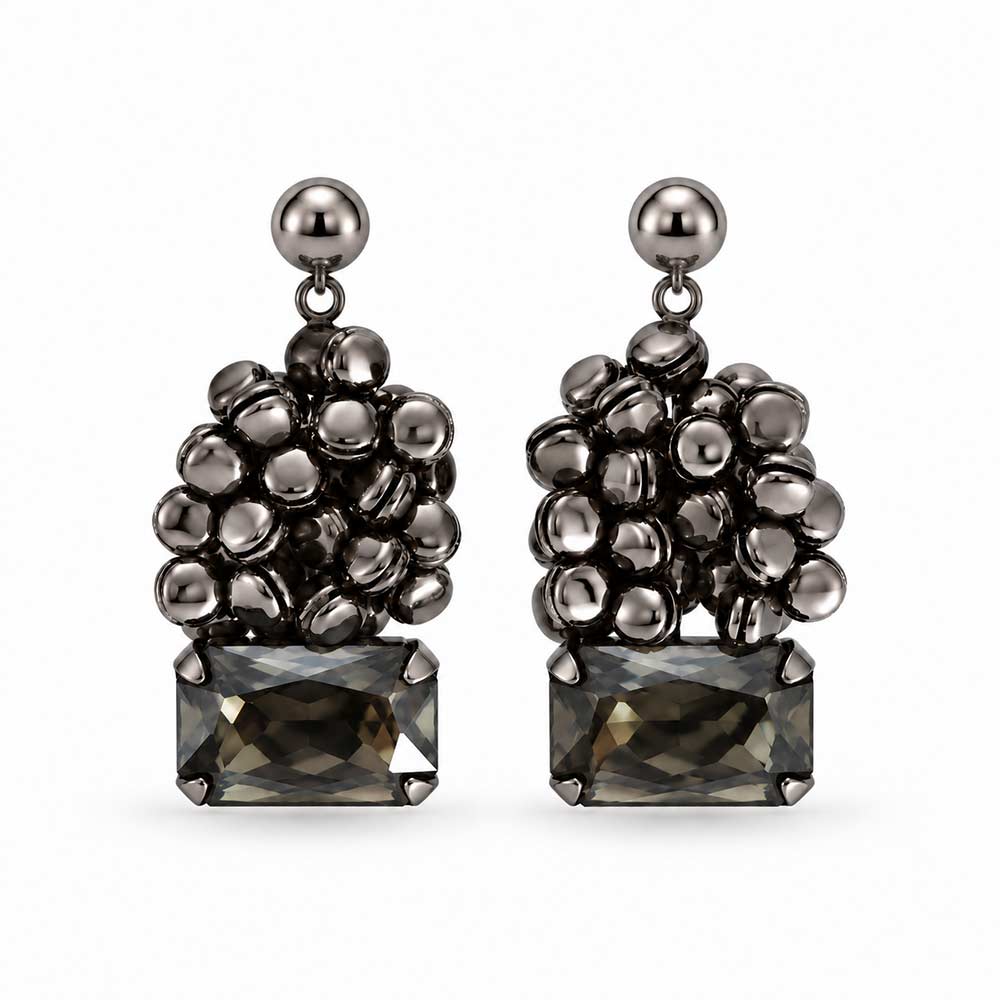 Graphite Ghungroo Drop Earrings