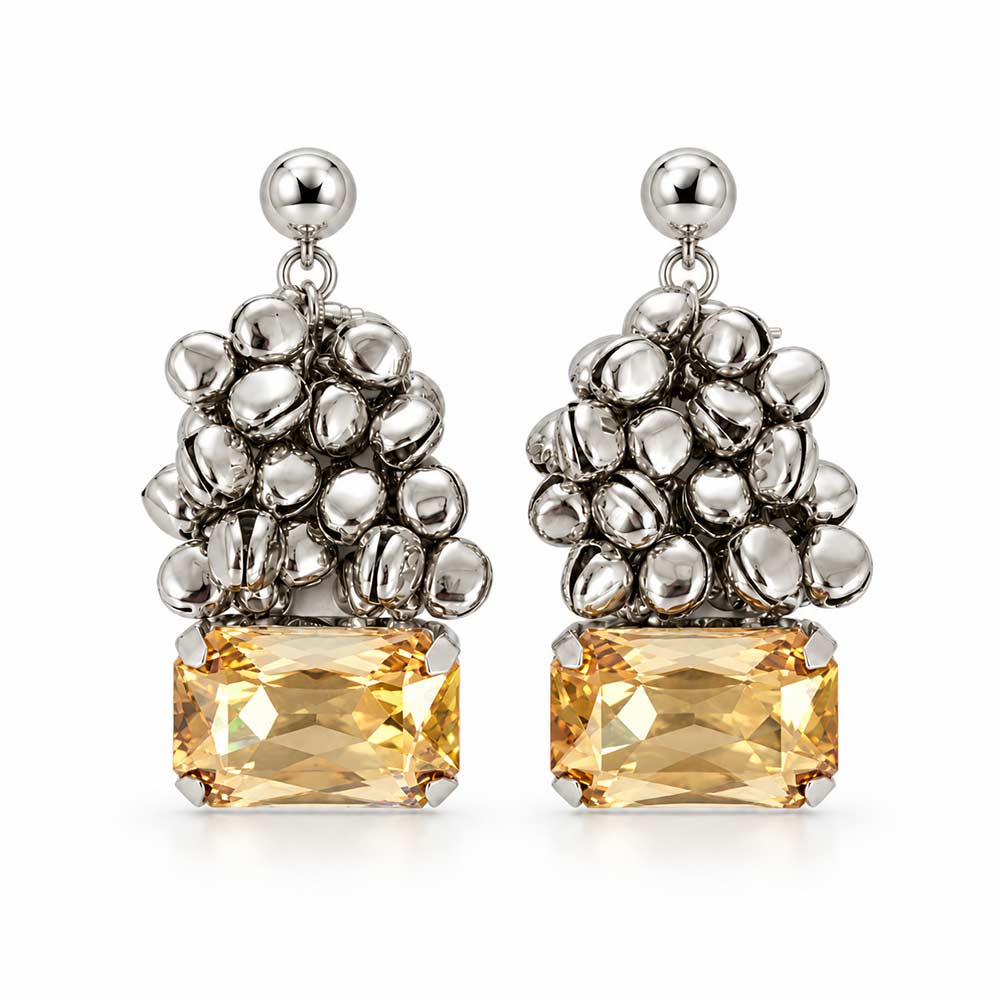 Silver Ghungroo Drop Earrings