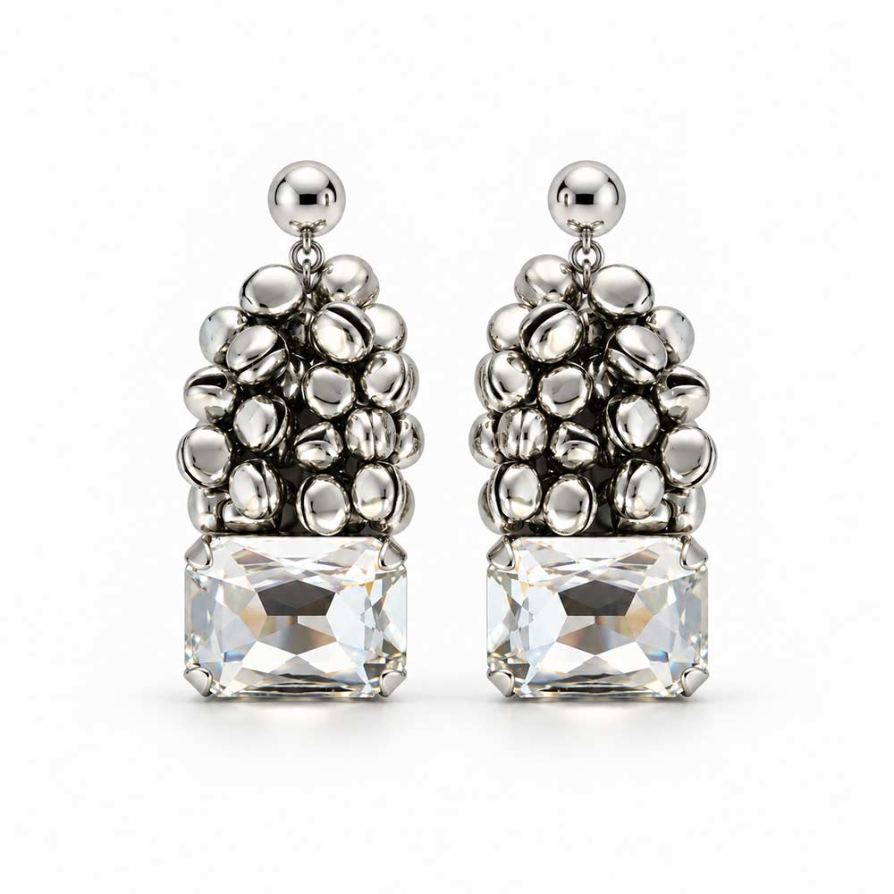 Silver Ghungroo Drop Earrings
