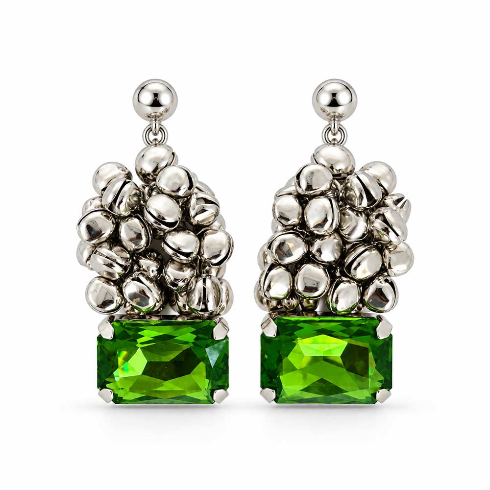 Silver Ghungroo Drop Earrings
