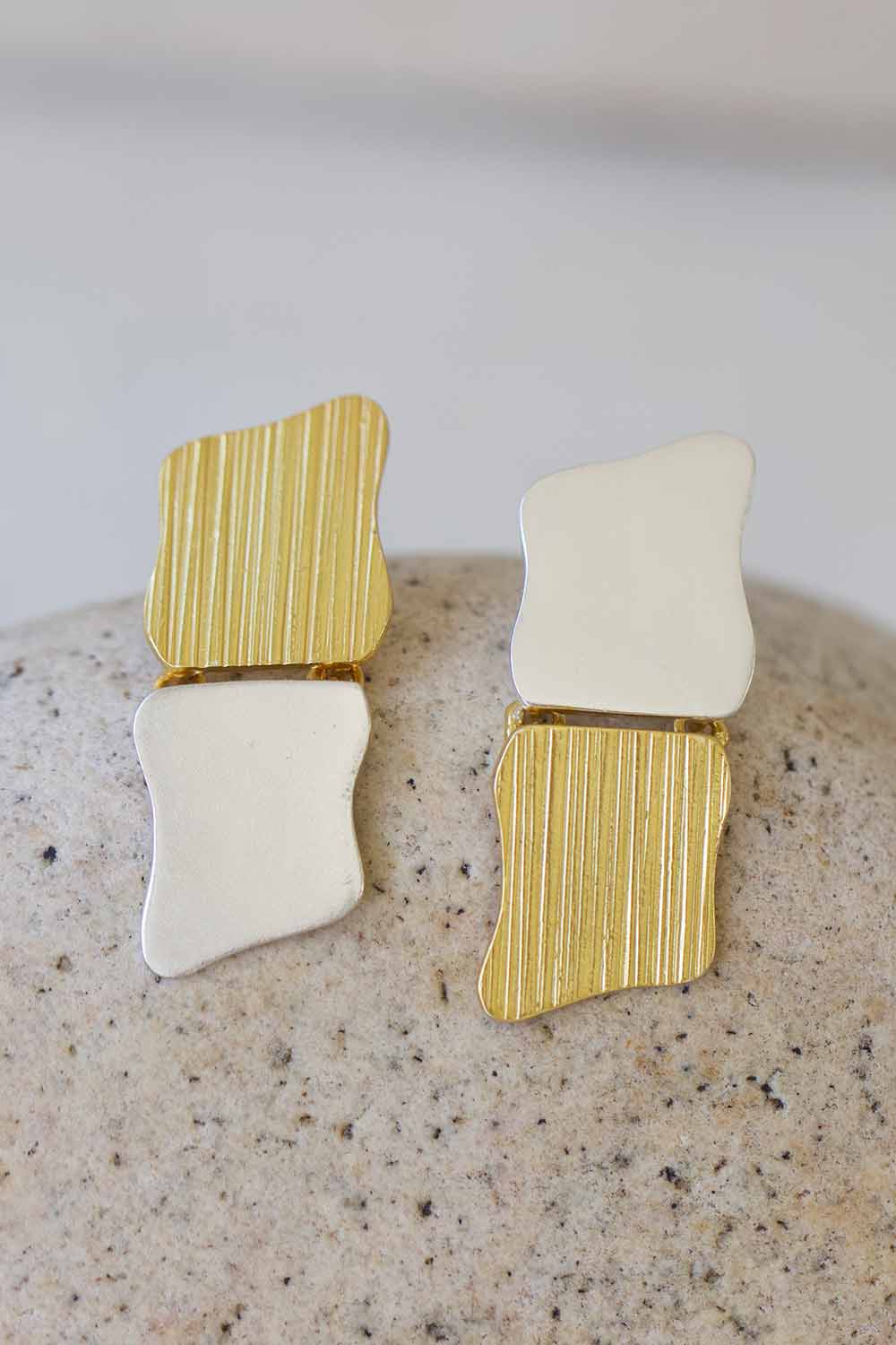 Aria Dangle Earrings - Sliver + Gold