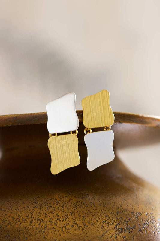 Aria Dangle Earrings - Sliver + Gold